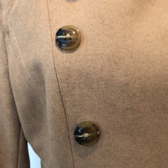 Pure Alfred Sung wool pea coat 🧥  camel colour SZ L button down - Picture 7 of 10